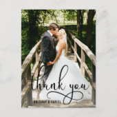 美しいカリグラフィー スクリプト 結婚式のお礼 ポストカード (正面)