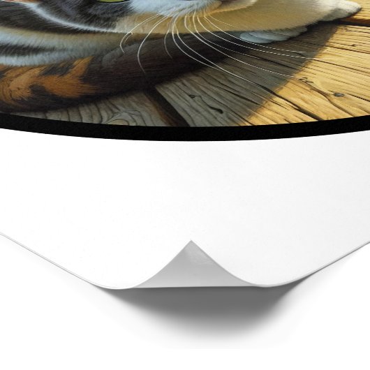 美しいカリコ猫の円形の3D画像 ポスター (角)