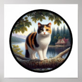 美しいカリコ猫の円形の3D画像 ポスター (正面)