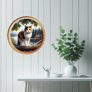 美しいカリコ猫の円形の3D画像 ポスター