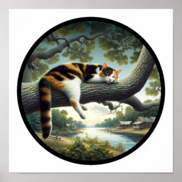 美しいカリコ猫の円形の3D画像 ポスター