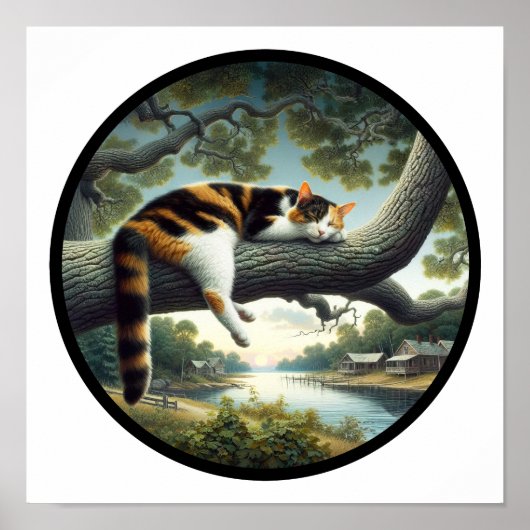 美しいカリコ猫の円形の3D画像 ポスター (正面)