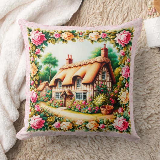 美しいカントリーわらぶきコテージクッション。 クッション (ブランケット)