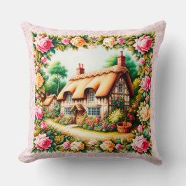 美しいカントリーわらぶきコテージクッション。 クッション