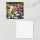 美しいカントリーガーデンフラワーズイラストレーションペイン スクエア名刺 (正面/裏面)