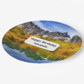 美しいカントリーマウンテンズ写真誕生日 ペーパープレート (アングル)