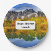 美しいカントリーマウンテンズ写真誕生日 ペーパープレート (正面)