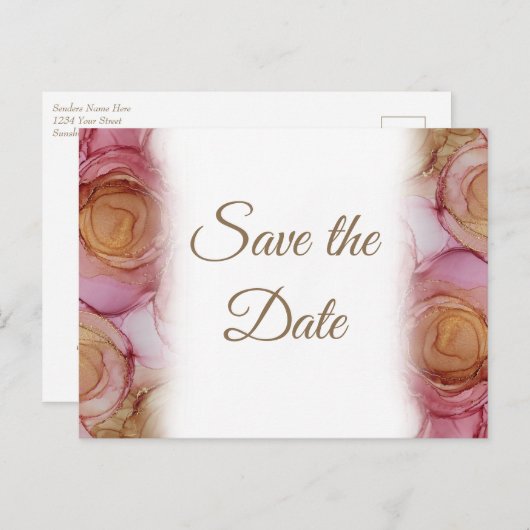 美しいカーミンフローラ結婚式の日付を保存 案内ポストカード (正面/裏面)