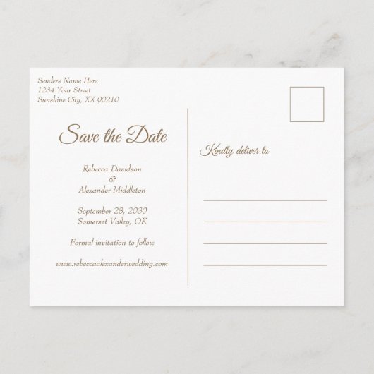 美しいカーミンフローラ結婚式の日付を保存 案内ポストカード (裏面)