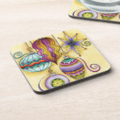 美しいガラスのカラフルなクリスマスオーナメント コースター (左側)