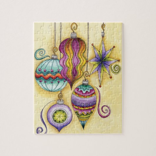 美しいガラスのカラフルなクリスマスオーナメント ジグソーパズル (縦)
