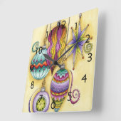 美しいガラスのカラフルなクリスマスオーナメント スクエア壁時計 (傾斜)