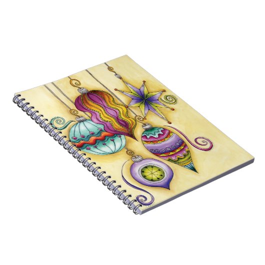 美しいガラスのカラフルなクリスマスオーナメント ノートブック (右側)