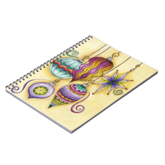 美しいガラスのカラフルなクリスマスオーナメント ノートブック (左側)