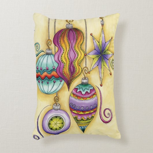 美しいガラスカラフルクリスマスオーナメント アクセントクッション (正面(垂直))