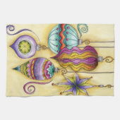 美しいガラスカラフルクリスマスオーナメント キッチンタオル (横)