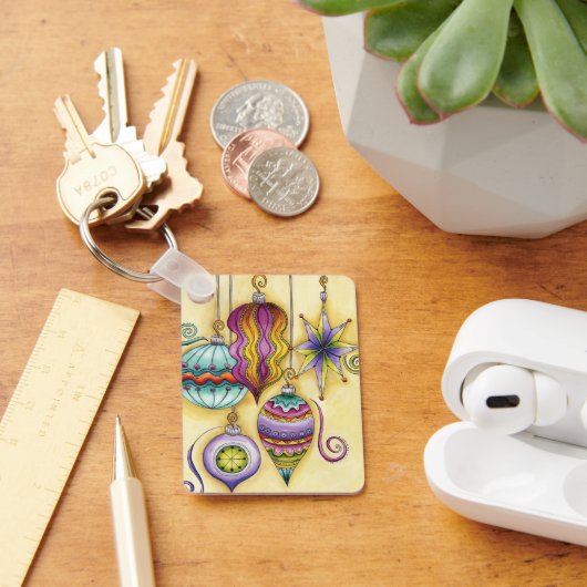 美しいガラスカラフルクリスマスオーナメント キーホルダー (デスク)