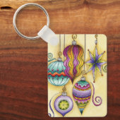 美しいガラスカラフルクリスマスオーナメント キーホルダー (正面)