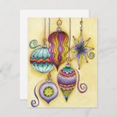 美しいガラスカラフルクリスマスオーナメント シーズンカード (正面/裏面)