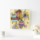 美しいガラスカラフルクリスマスオーナメント スクエア壁時計 (ホーム)