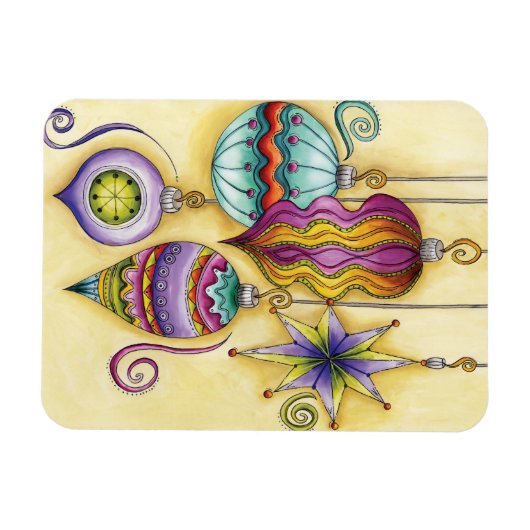 美しいガラスカラフルクリスマスオーナメント マグネット (横)