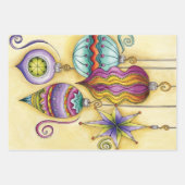 美しいガラスカラフルクリスマスオーナメント ラッピングペーパーシート (正面3)