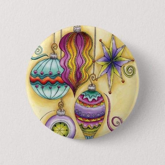 美しいガラスカラフルクリスマスオーナメント 缶バッジ (正面)