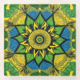 美しいガラスコースター。マンダラデザイン。 ガラスコースター