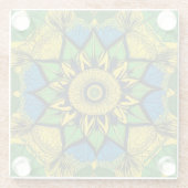 美しいガラスコースター。マンダラデザイン。 ガラスコースター (裏面)