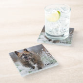 美しいガラスコースター。独自の写真/名前の追加 ガラスコースター (アングル)