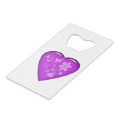 美しいガラスフローラハート クレジットカード栓抜き (正面アングル)