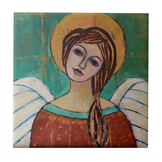 美しいガーディアンジェルアートアリスティックアート職人 タイル (正面)