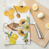 美しいガーデンビーヒマワパタン キッチンタオル (四つ折り)