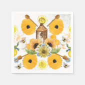 美しいガーデンビーヒマワリ スタンダードカクテルナプキン (正面)