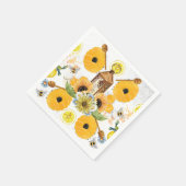 美しいガーデンビーヒマワリ スタンダードカクテルナプキン (角)