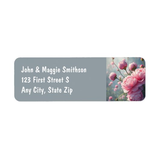 美しいガーデンフラワーピーニーピンクフローラ ラベル (正面)