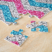 美しいガーリートレンディーグリッター輝くジグザグ ジグソーパズル (側面)