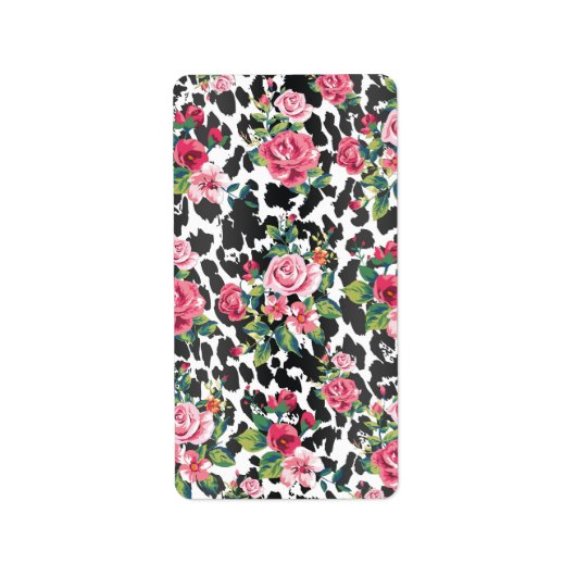 美しいガーリートレンディーヴィンテージバラとヒョウ ラベル (正面)