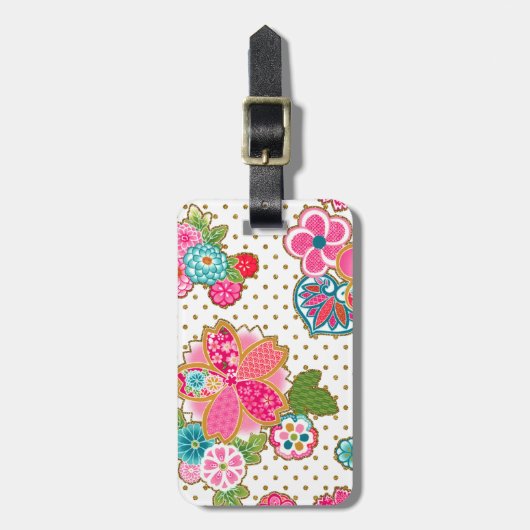美しいガーリートレンディー日本の春フローラ ラゲッジタグ (正面縦)