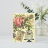 美しいガーリーヴィンテージバラの花エッフェルタワー ポストカード (スタンド正面)