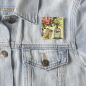 美しいガーリーヴィンテージバラフラワーズエッフェルタワー 缶バッジ (インサイチュ)