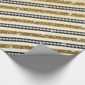 美しいガーリー金ゴールドフェイクグリッターホワイトパール ラッピングペーパー (角)