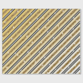 美しいガーリー金ゴールドフェイクグリッターホワイトパール ラッピングペーパー (フラット)