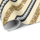 美しいガーリー金ゴールドフェイクグリッターホワイトパール ラッピングペーパー (ロールコーナー)