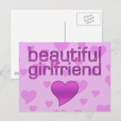 美しいガールフレンドのピンク&パープルラブハート ポストカード (正面/裏面)