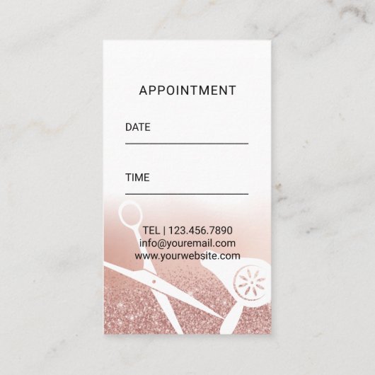 美しいガールヘア&メイクアップアーティストサロンアポイントメント 予約カード (裏面)