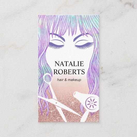 美しいガールヘア&メイクアップアーティストサロンアポイントメント 予約カード (正面)