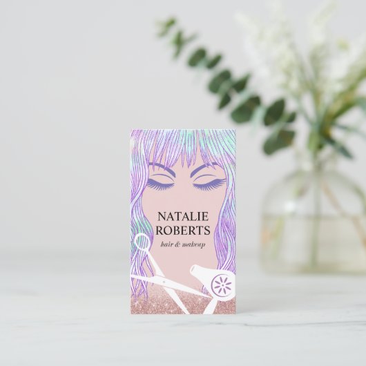 美しいガールヘア&メイクアップアーティストモダンサロン 名刺 (スタンド正面)