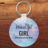 美しいガールボタ感動的ンのキーチェーン キーホルダー (正面)