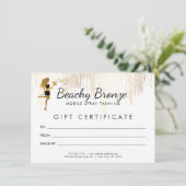 美しいガール金ゴールドブロンズ雨パターンギフトカード (スタンド正面)